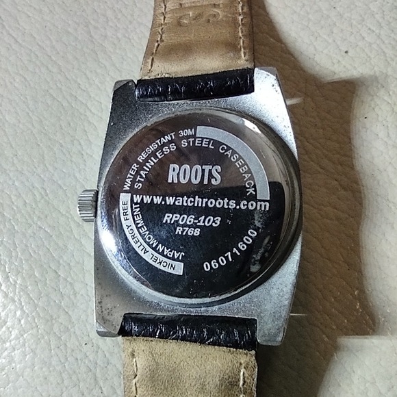 Roots Watch, Black Leather, Nickel Allergy Free, Water Resistant - Picture 4 of 8